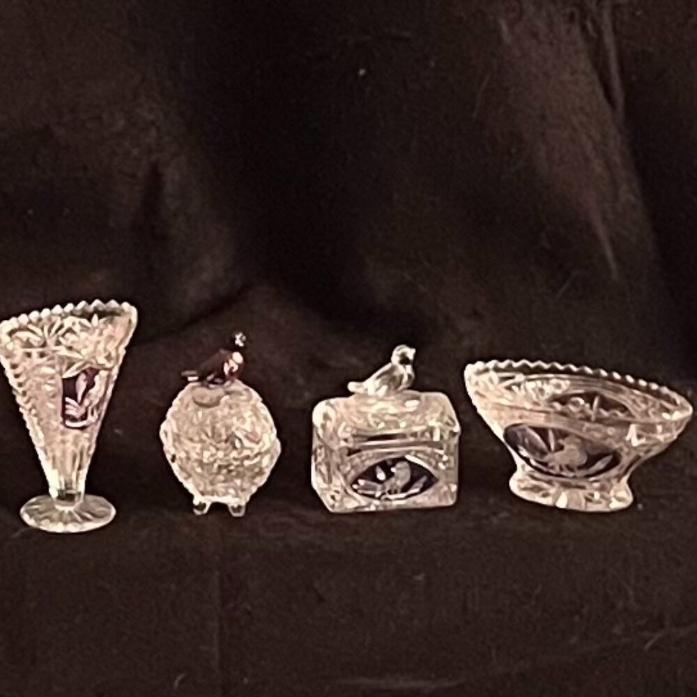 4-Vintage Hofbauer “The Byrdes’Lead Crystal Minatures
